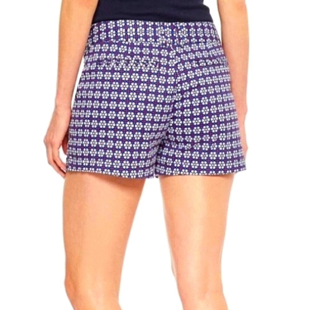 GAP Shorts Women's 2 Blue White  City 3 Inch Geo Daisy Floral Print Preppy Retro